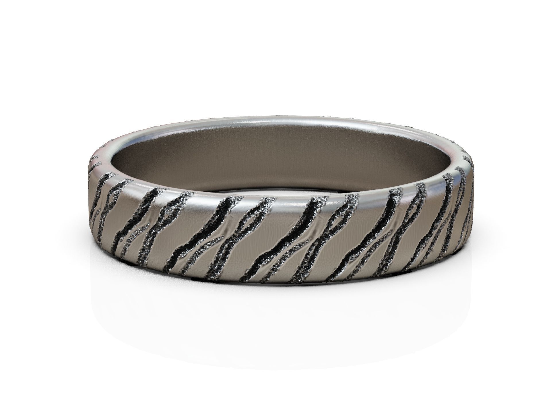 Engraved Wedding Band Ring with Cracked Textured Surface 3D print model_9