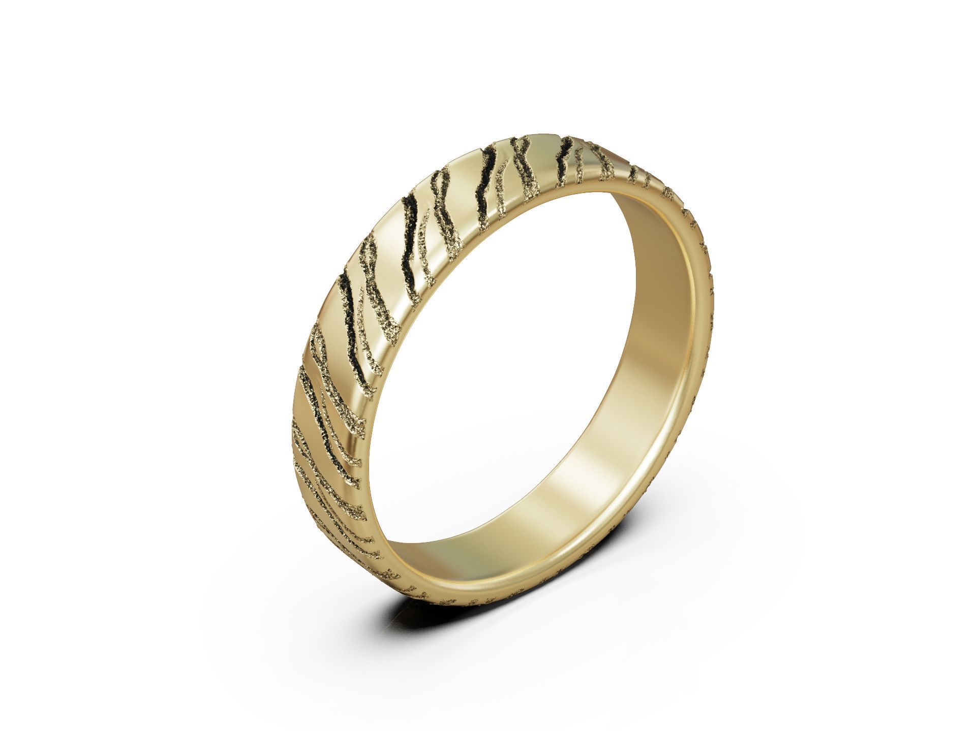 Engraved Wedding Band Ring with Cracked Textured Surface 3D print model_10