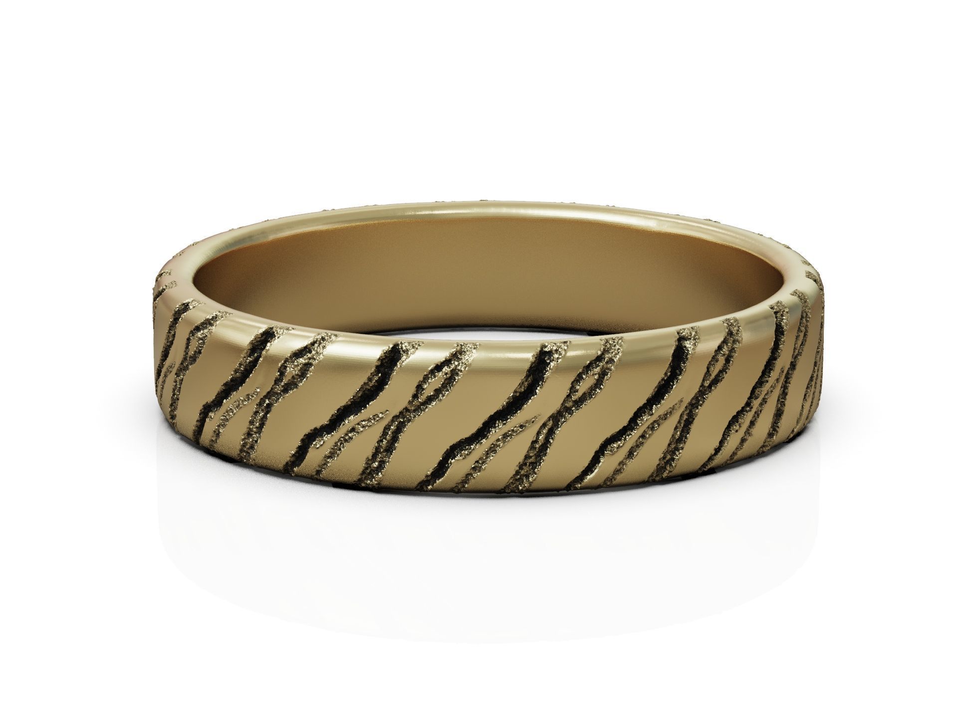 Engraved Wedding Band Ring with Cracked Textured Surface 3D print model_8