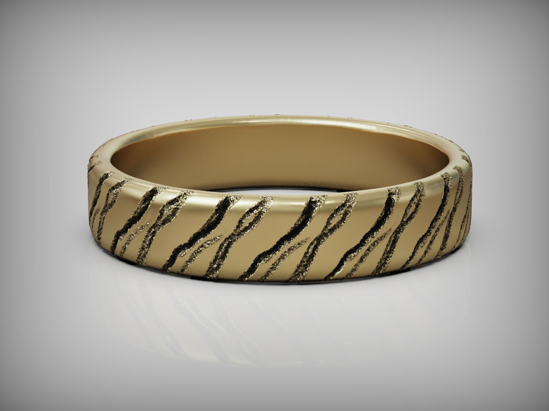 Engraved Wedding Band Ring with Cracked Textured Surface 3D print model_6