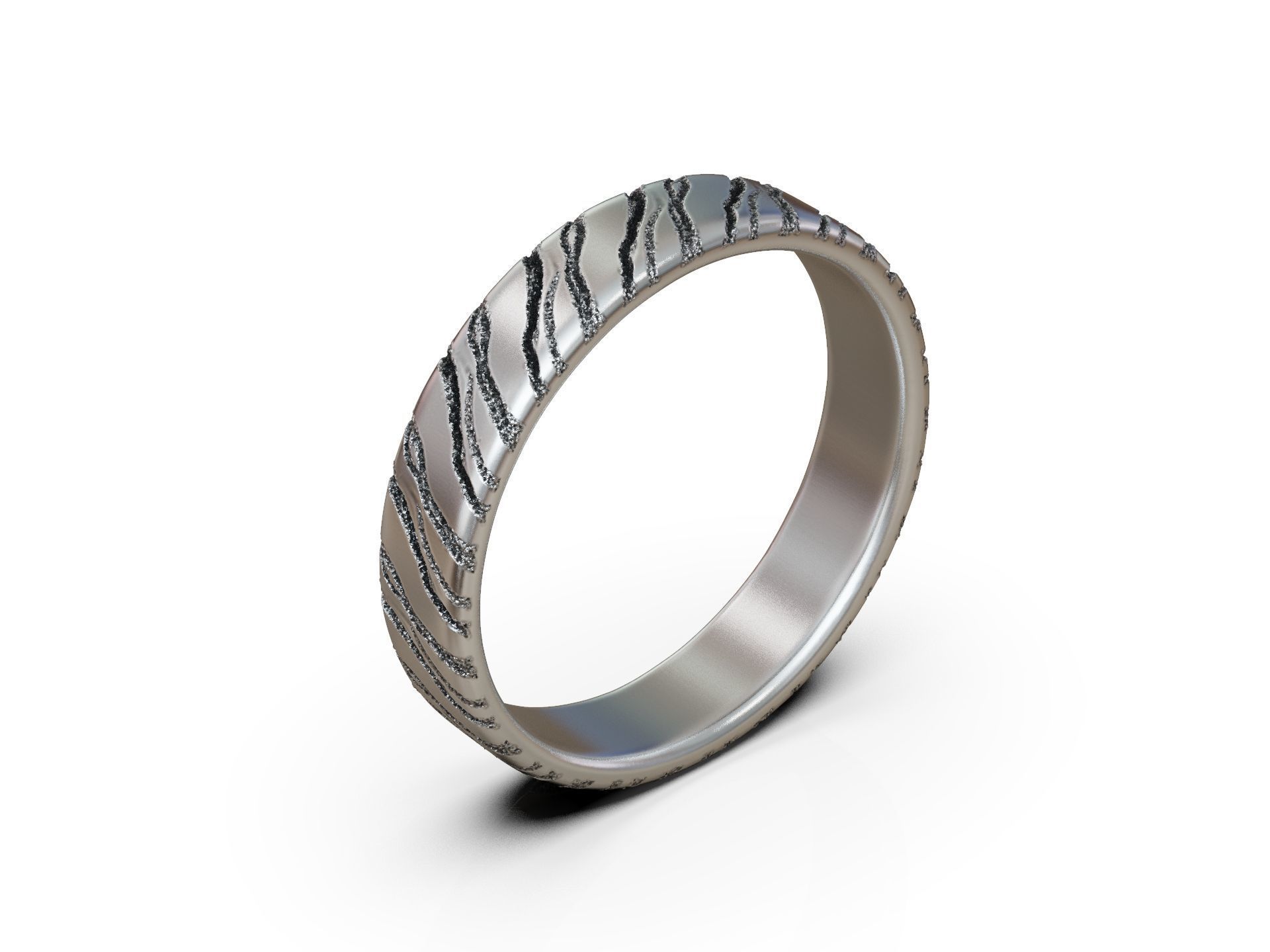 Engraved Wedding Band Ring with Cracked Textured Surface 3D print model_12