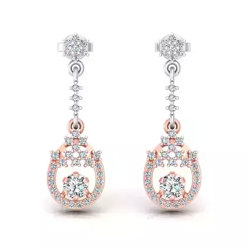 Royal Teardrop Diamond Earrings in Two Tone Finish 3D print model