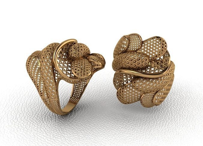 Luxury Intertwined Gold Ring Design  3D print model