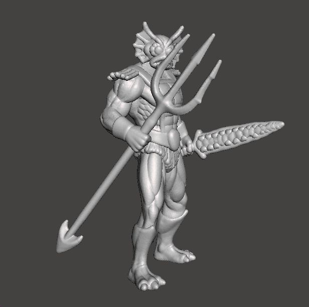 MERMAN CLASSIC MINIATURE MODEL FIGURE FOR FANTASY GAMES RPG DND 3D print model_3