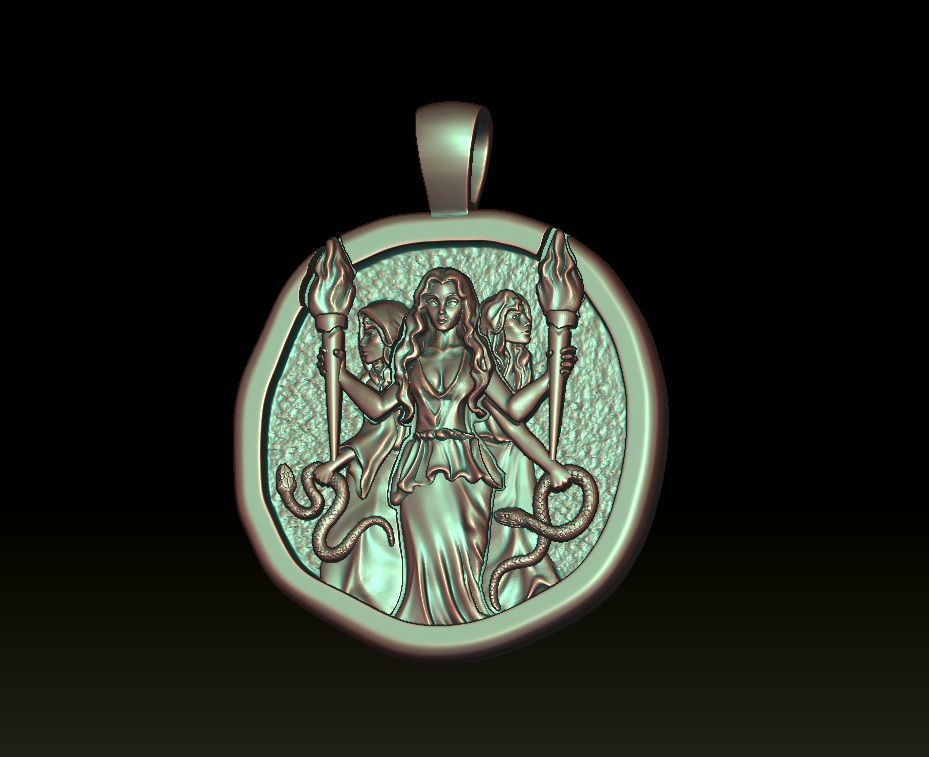 3 witches pendant 3D print model_4