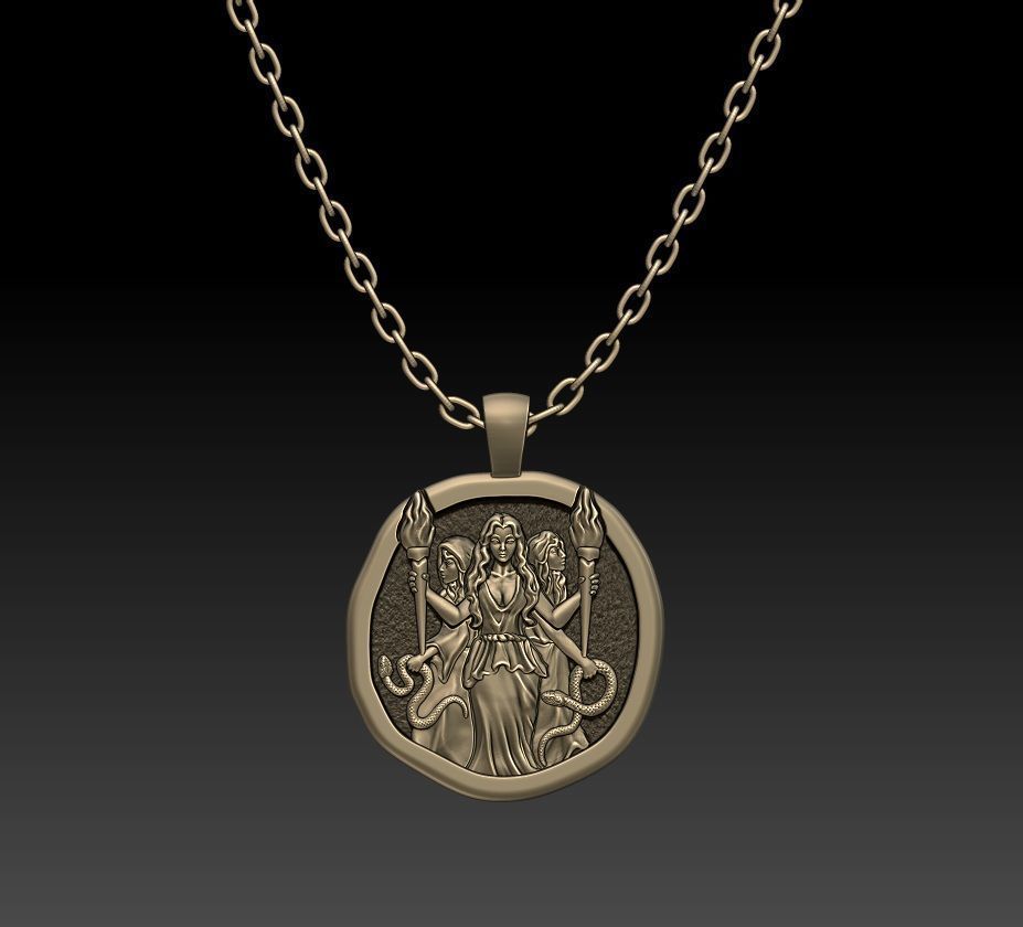 3 witches pendant 3D print model_1