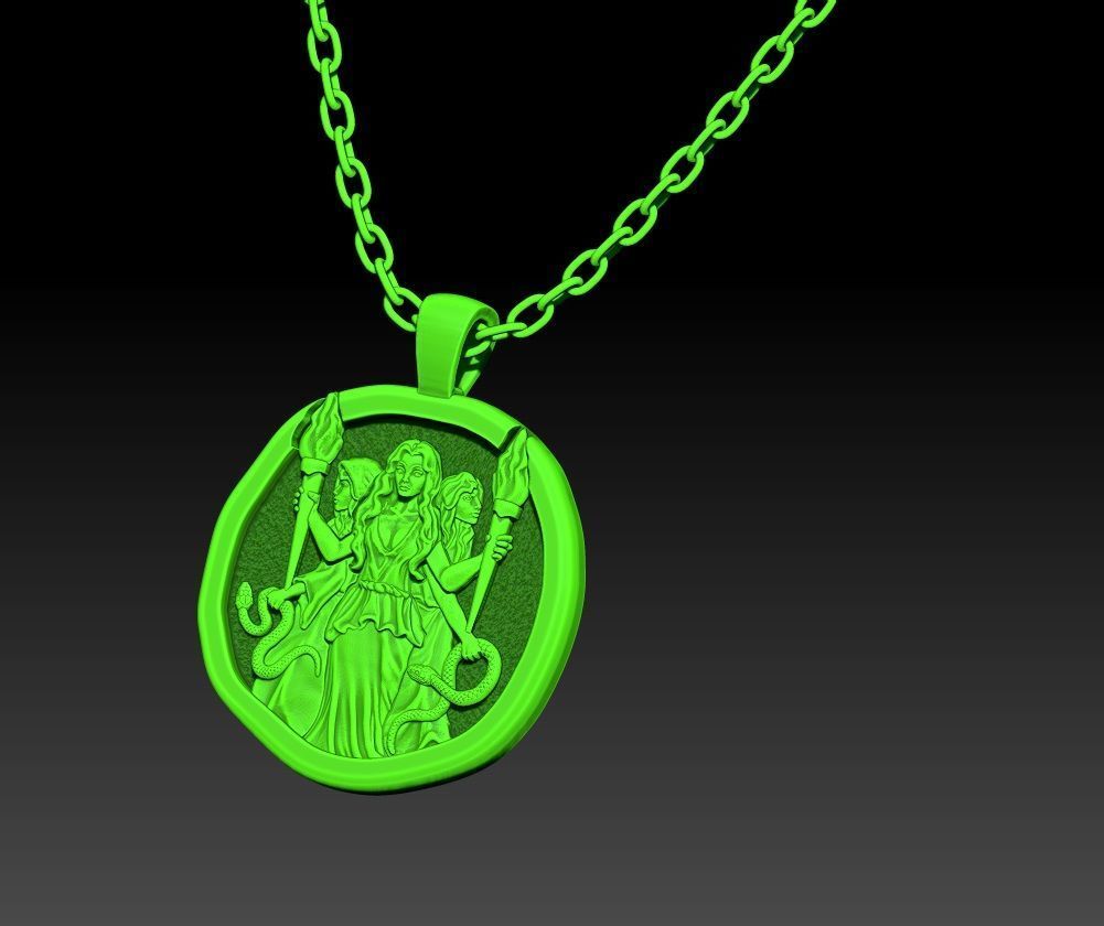 3 witches pendant 3D print model_2