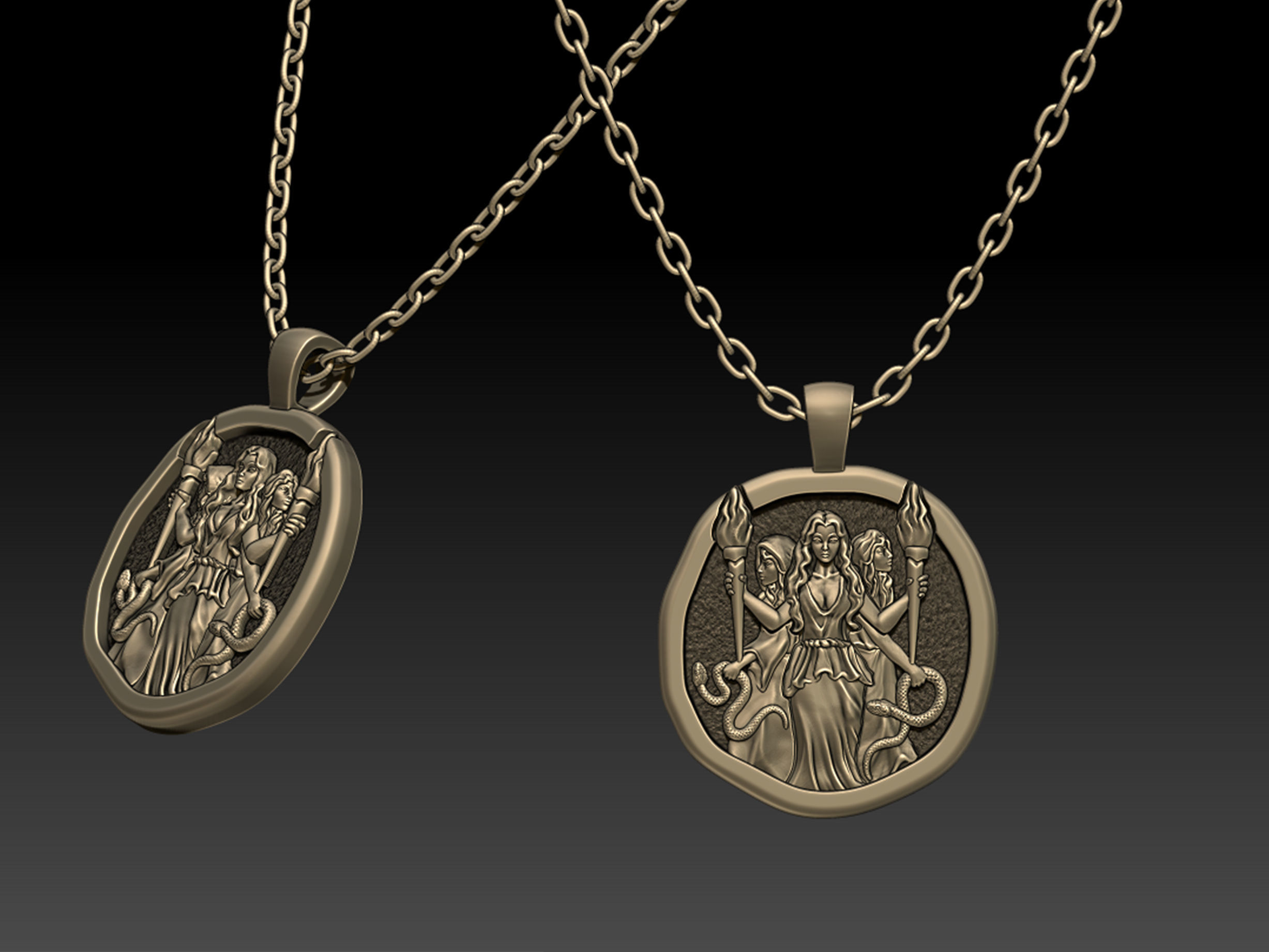 3 witches pendant 3D print model_7