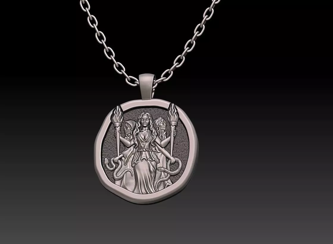 3 witches pendant 3D print model_0