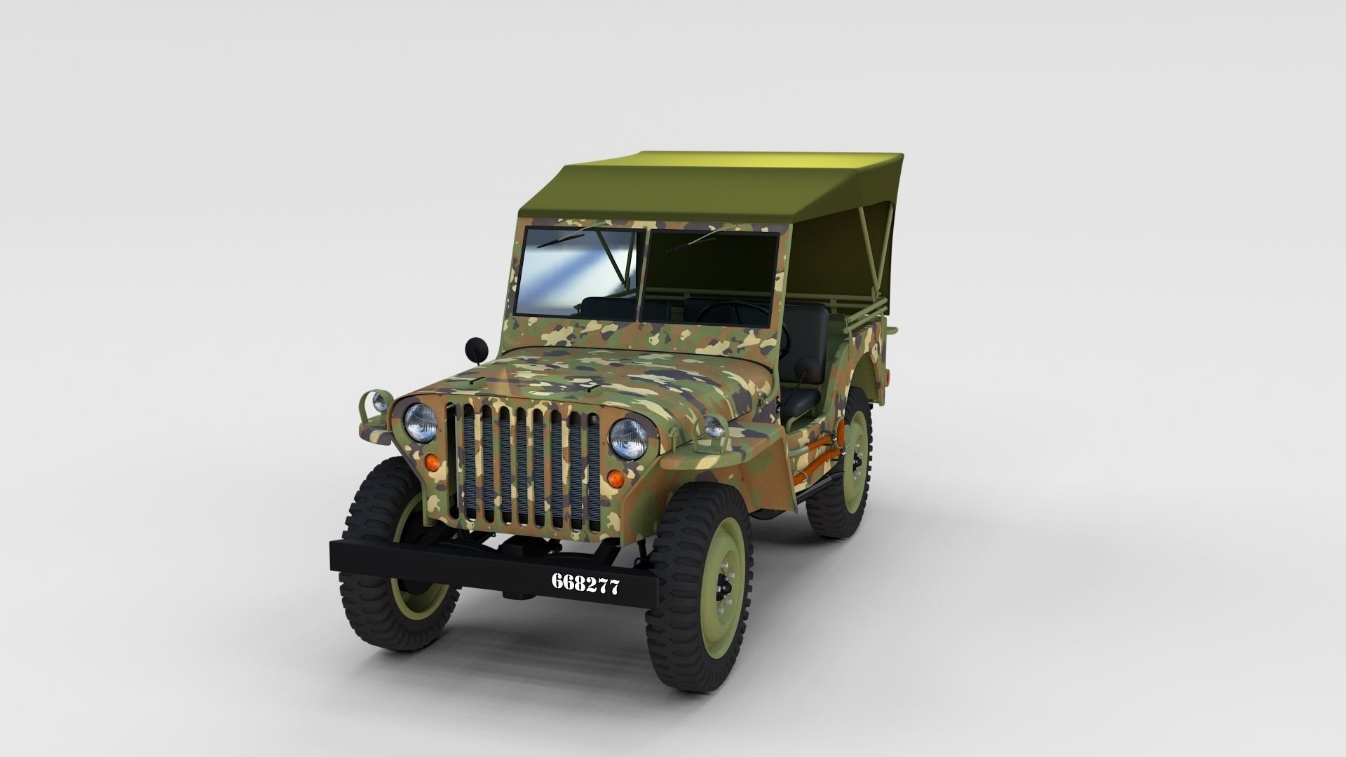 Full w chassis Jeep Willys MB Military Camo rev 3D model_21