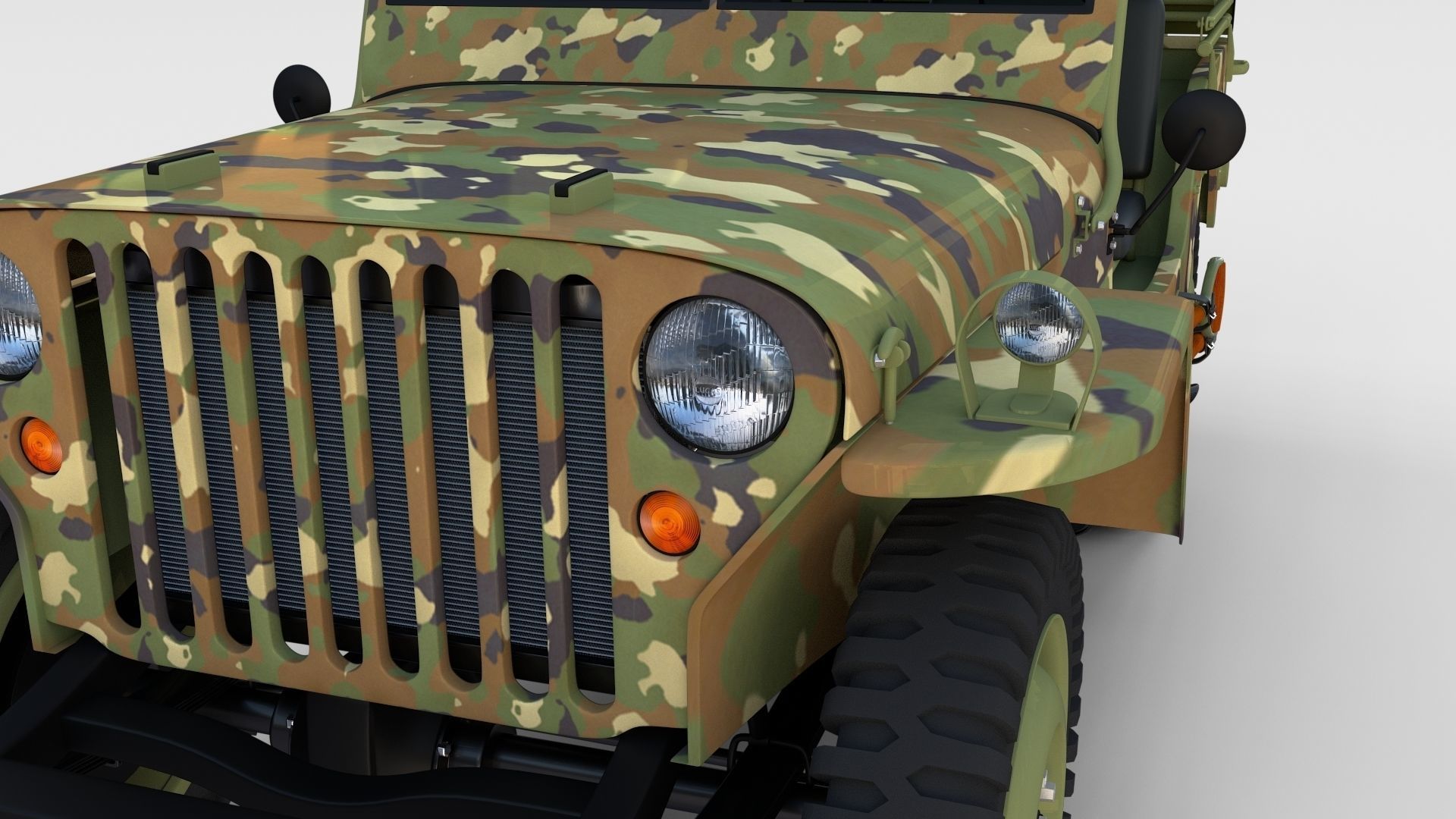 Full w chassis Jeep Willys MB Military Camo rev 3D model_18