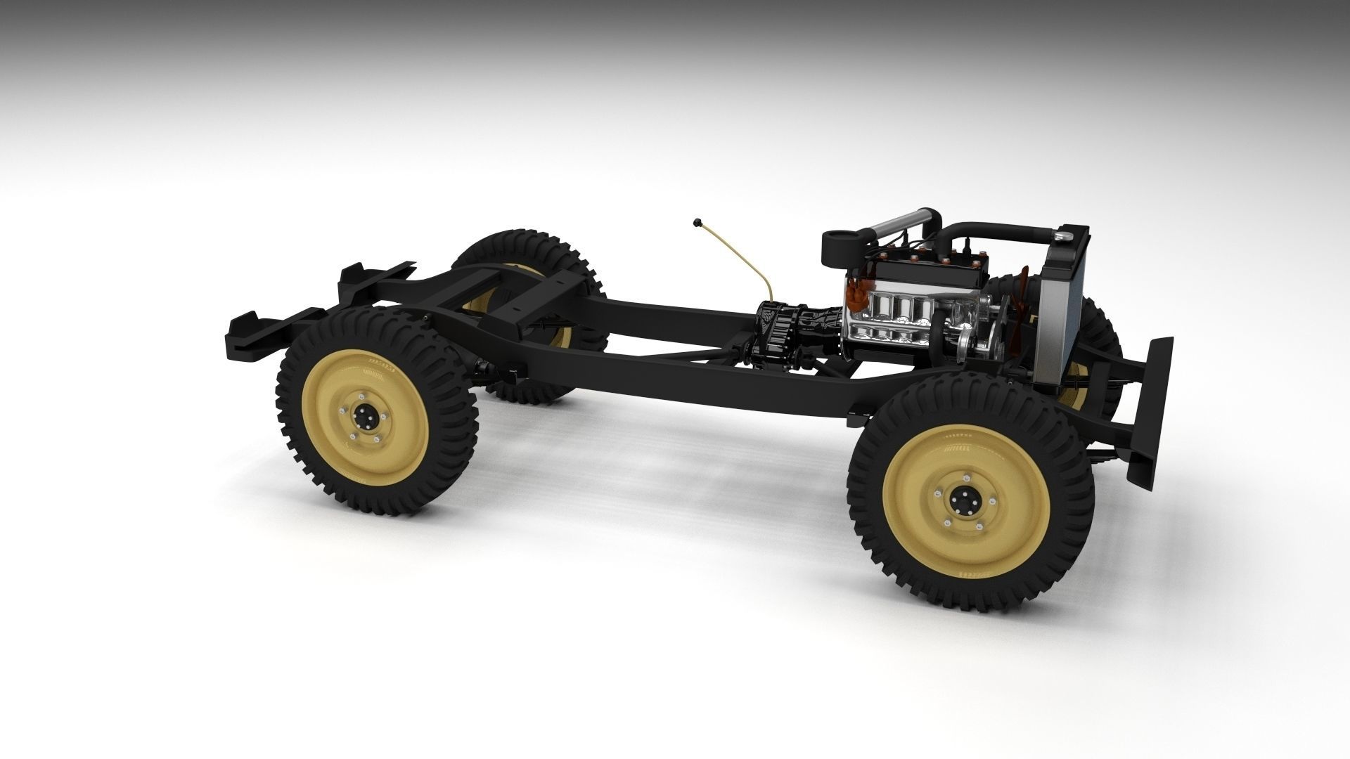 Full w chassis Jeep Willys MB Military Camo rev 3D model_4