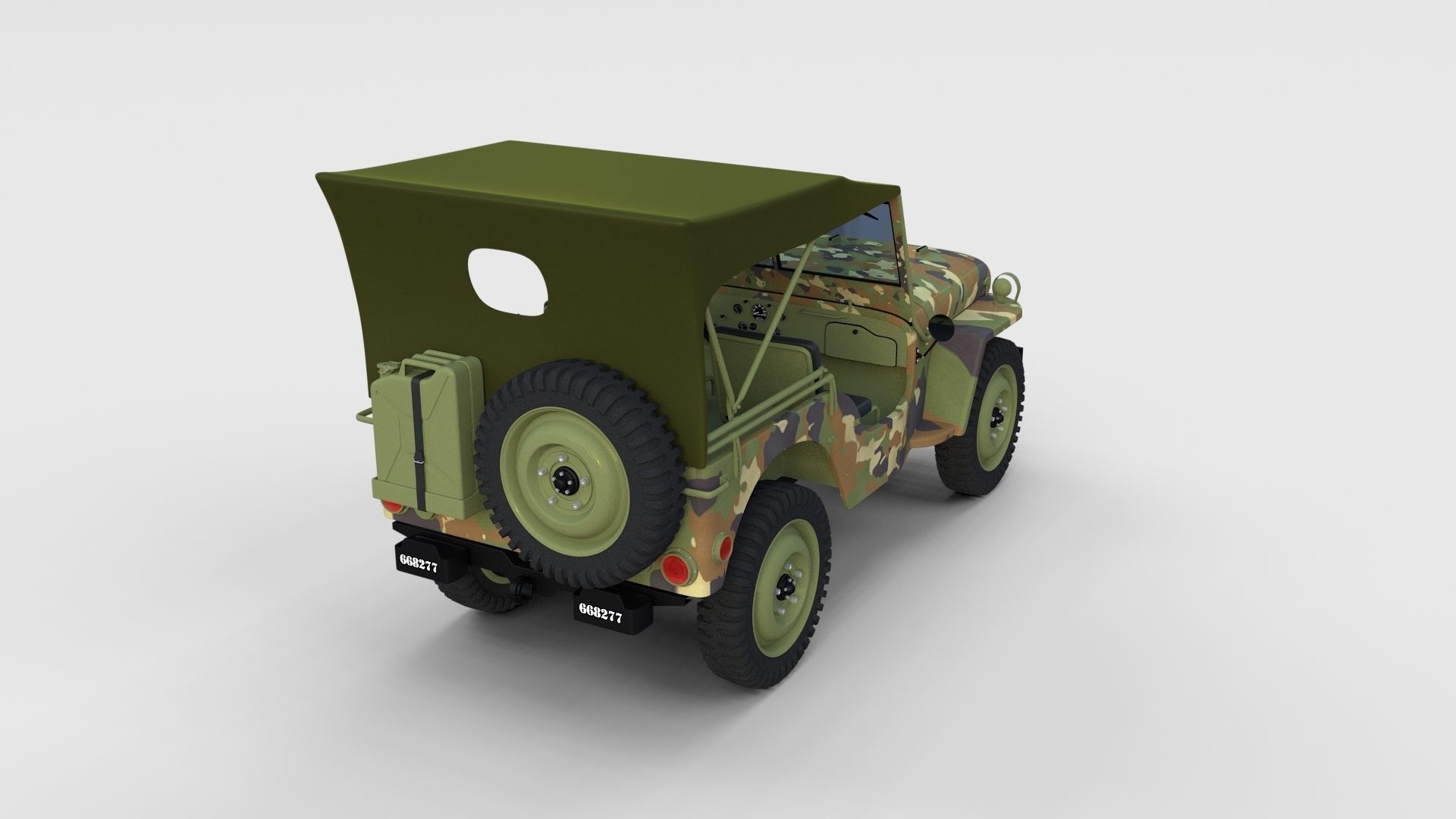 Full w chassis Jeep Willys MB Military Camo rev 3D model_25