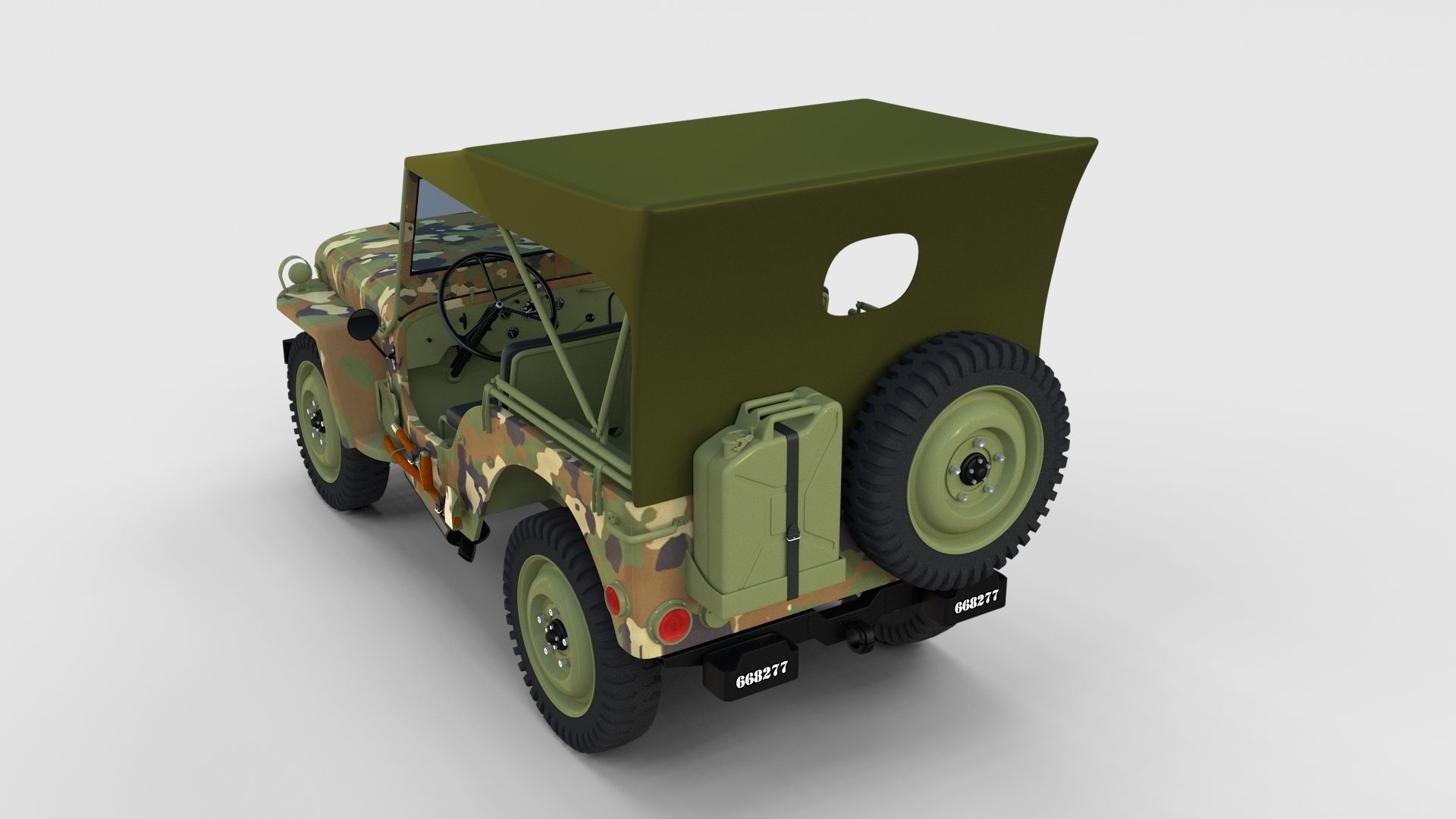 Full w chassis Jeep Willys MB Military Camo rev 3D model_20