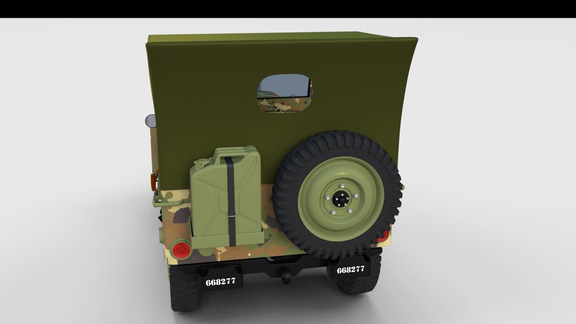 Full w chassis Jeep Willys MB Military Camo rev 3D model_11