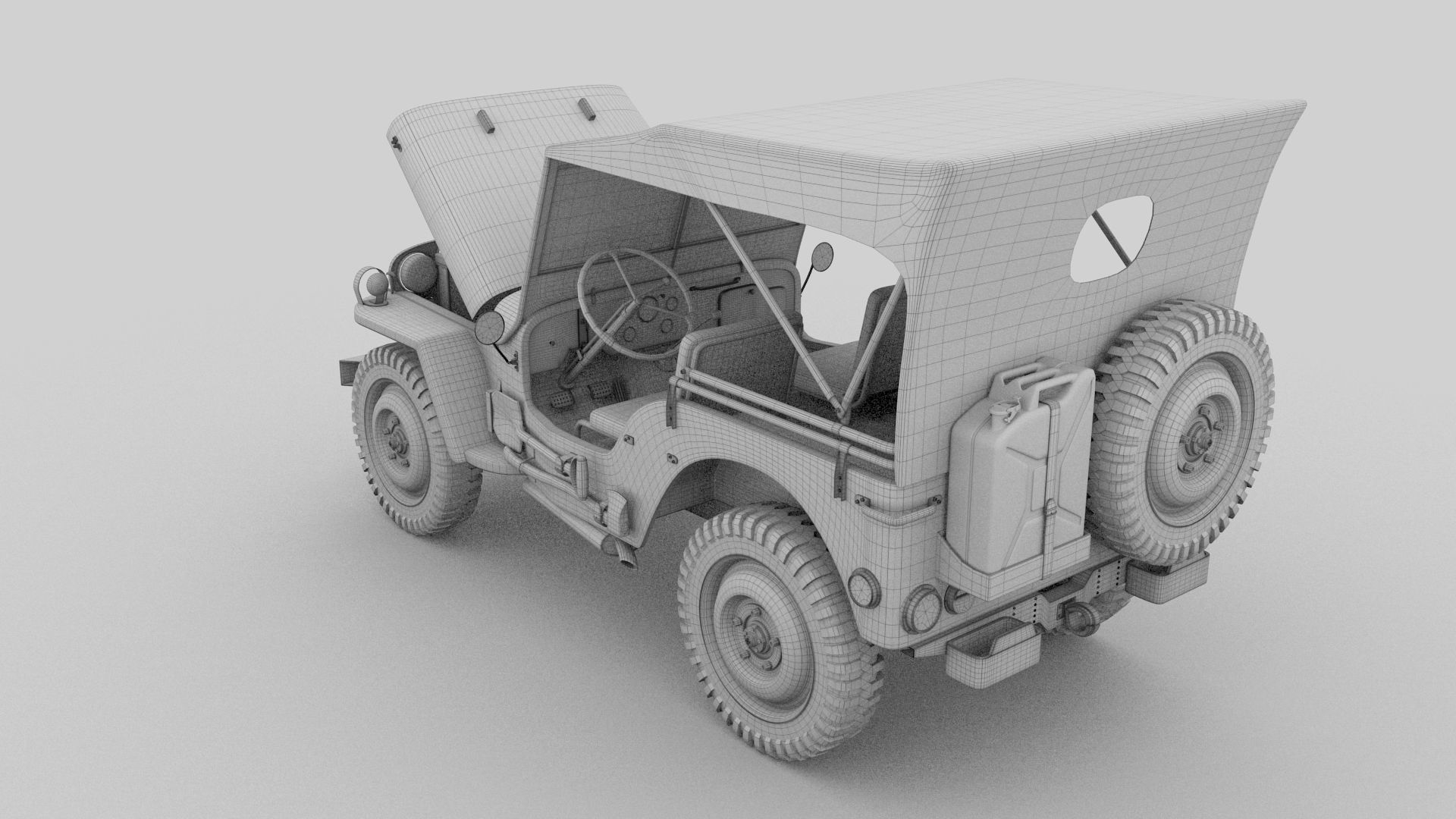 Full w chassis Jeep Willys MB Military Camo rev 3D model_22