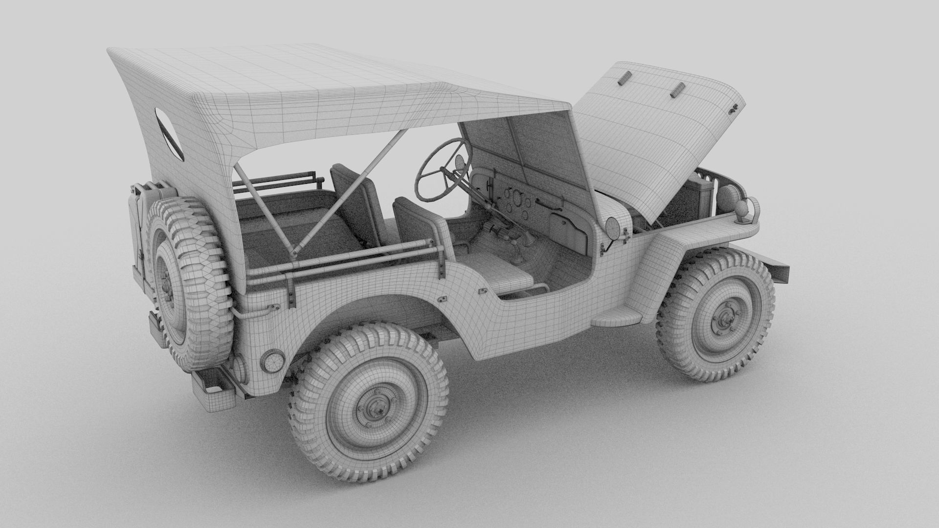 Full w chassis Jeep Willys MB Military Camo rev 3D model_34