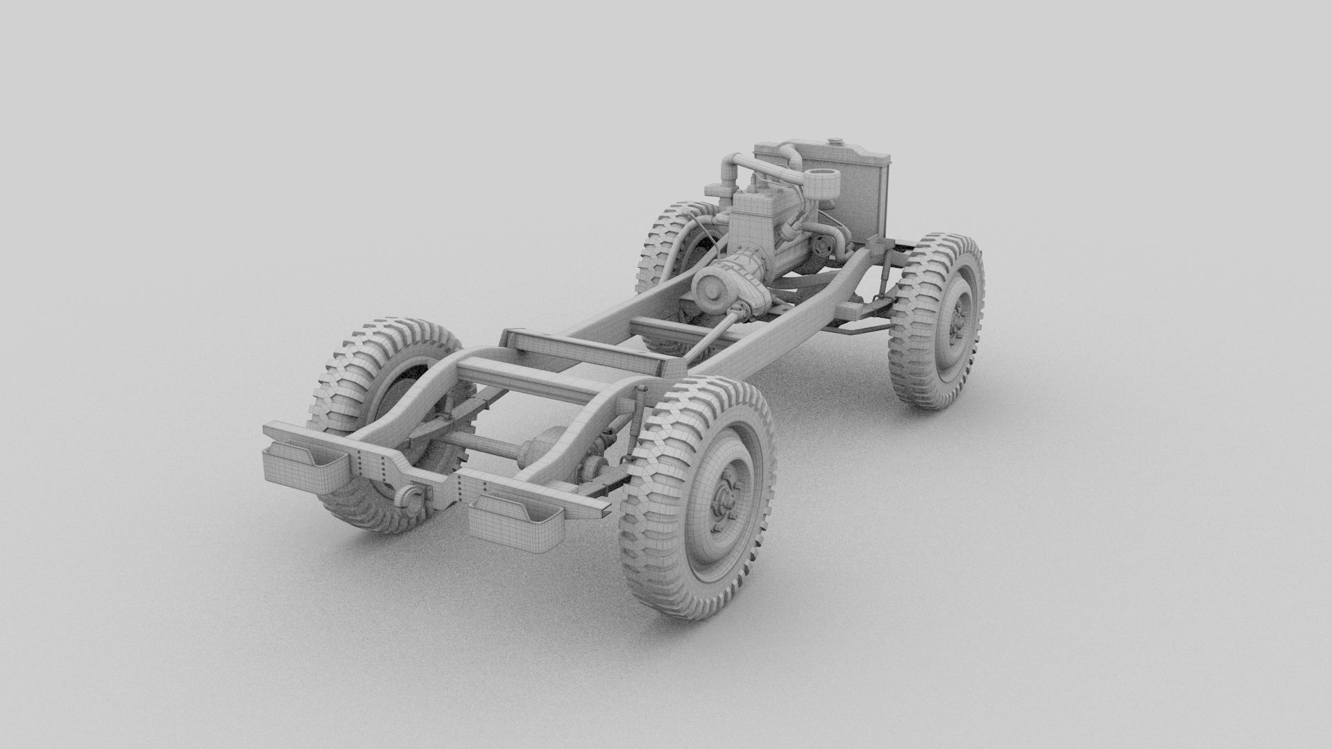 Full w chassis Jeep Willys MB Military Camo rev 3D model_10