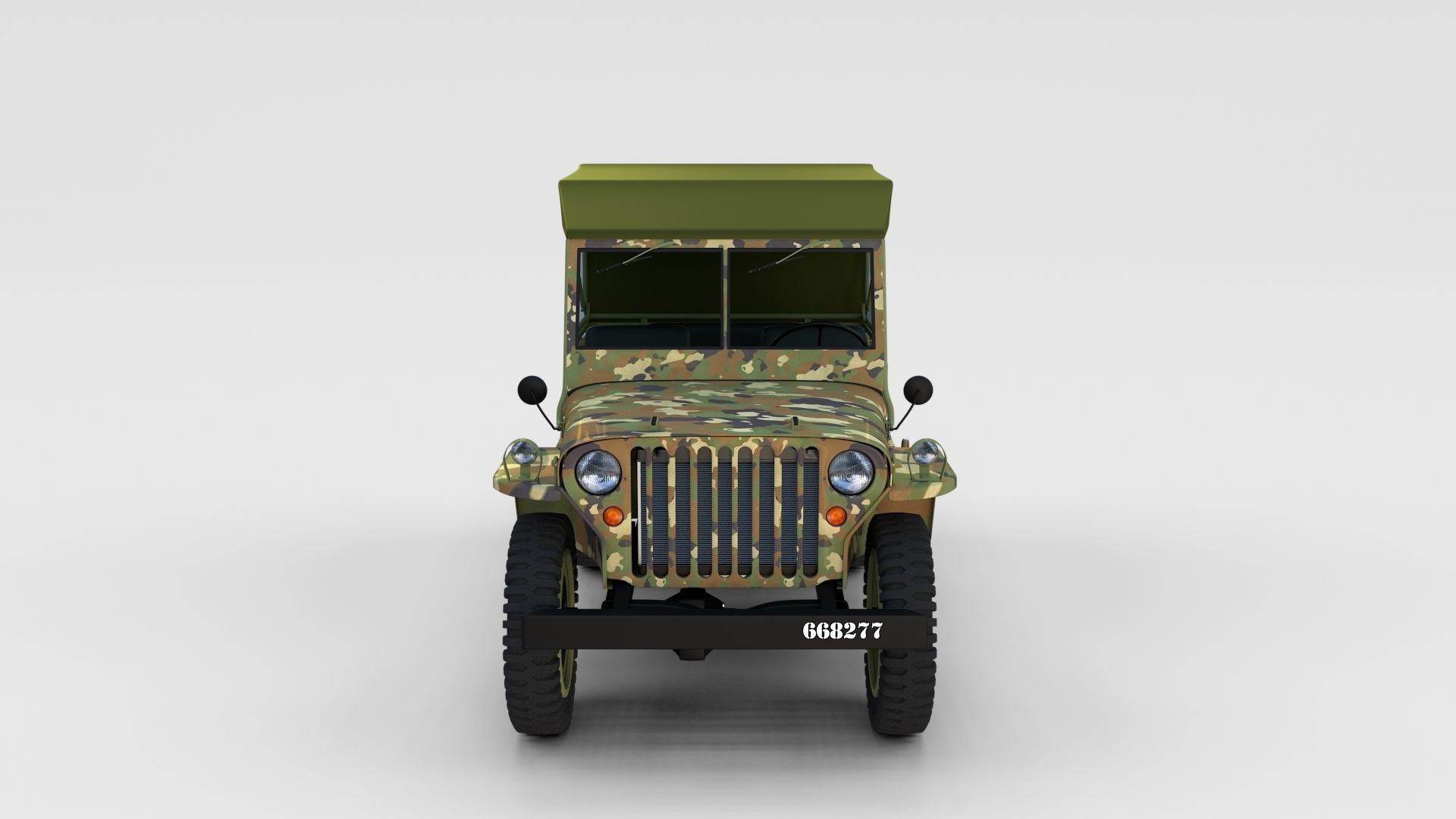 Full w chassis Jeep Willys MB Military Camo rev 3D model_13