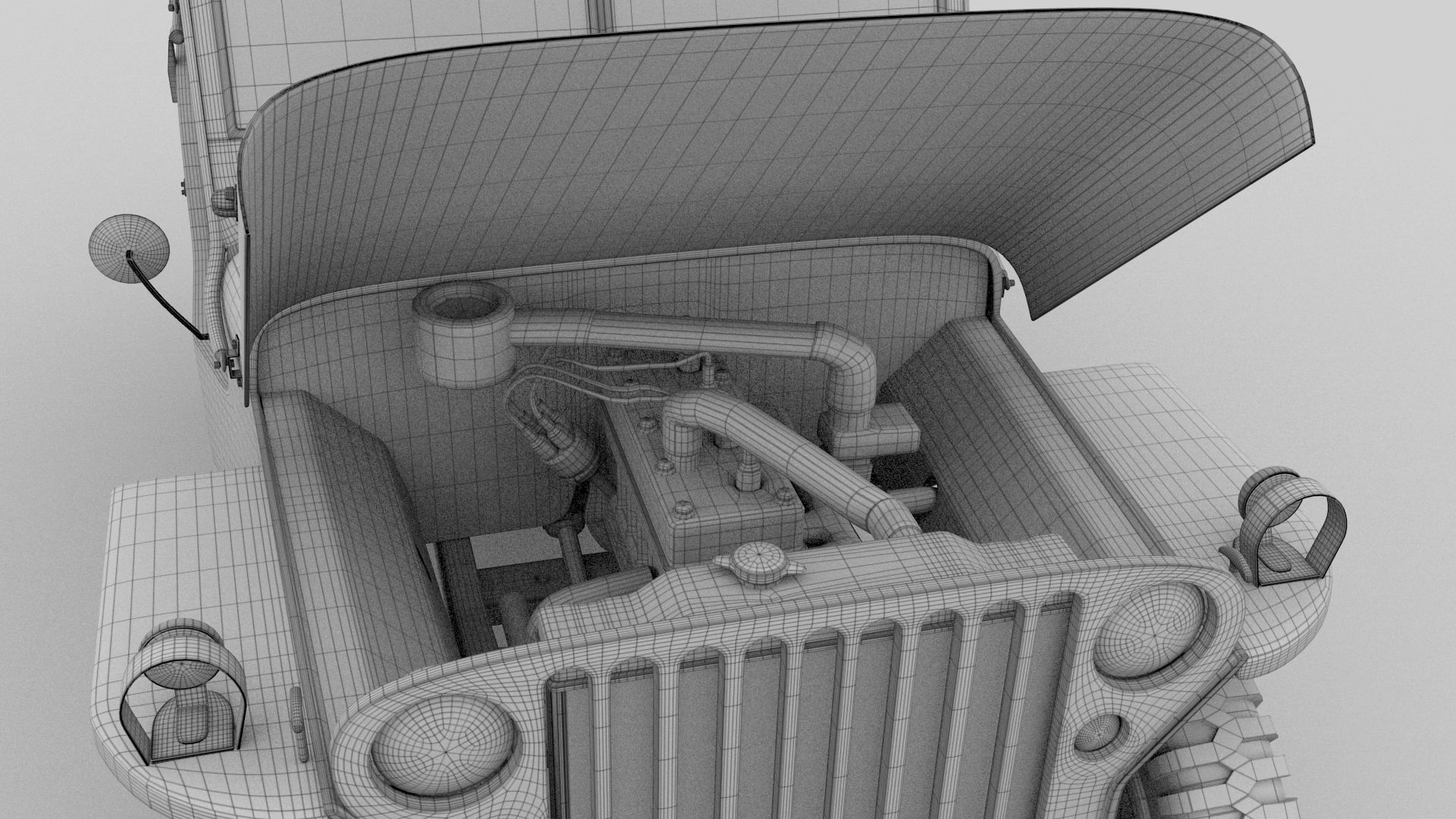 Full w chassis Jeep Willys MB Military Camo rev 3D model_41