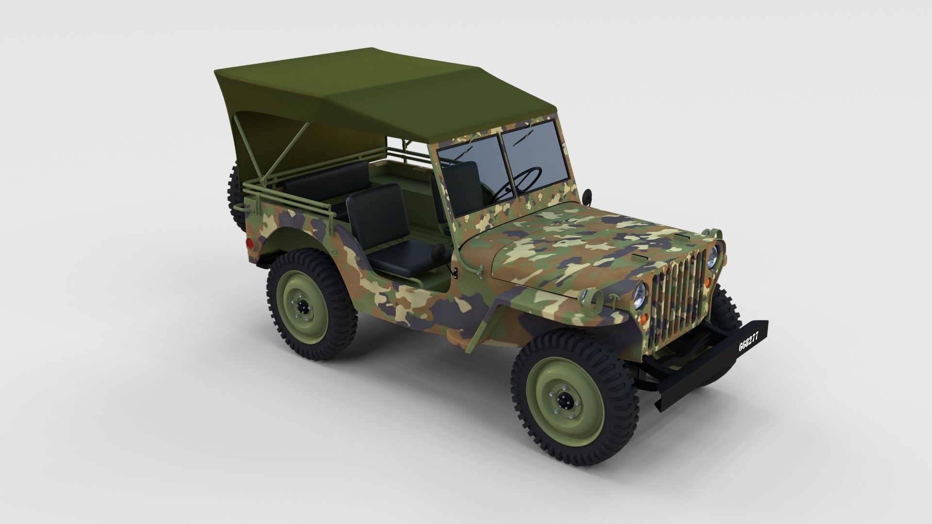 Full w chassis Jeep Willys MB Military Camo rev 3D model_31