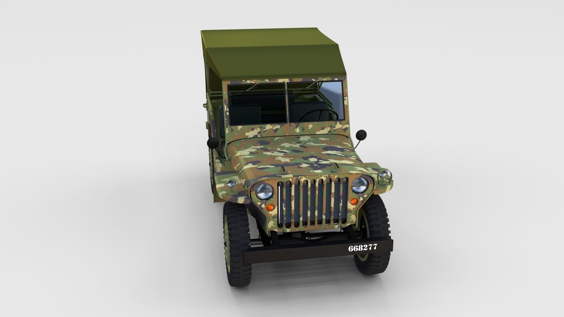 Full w chassis Jeep Willys MB Military Camo rev 3D model_23