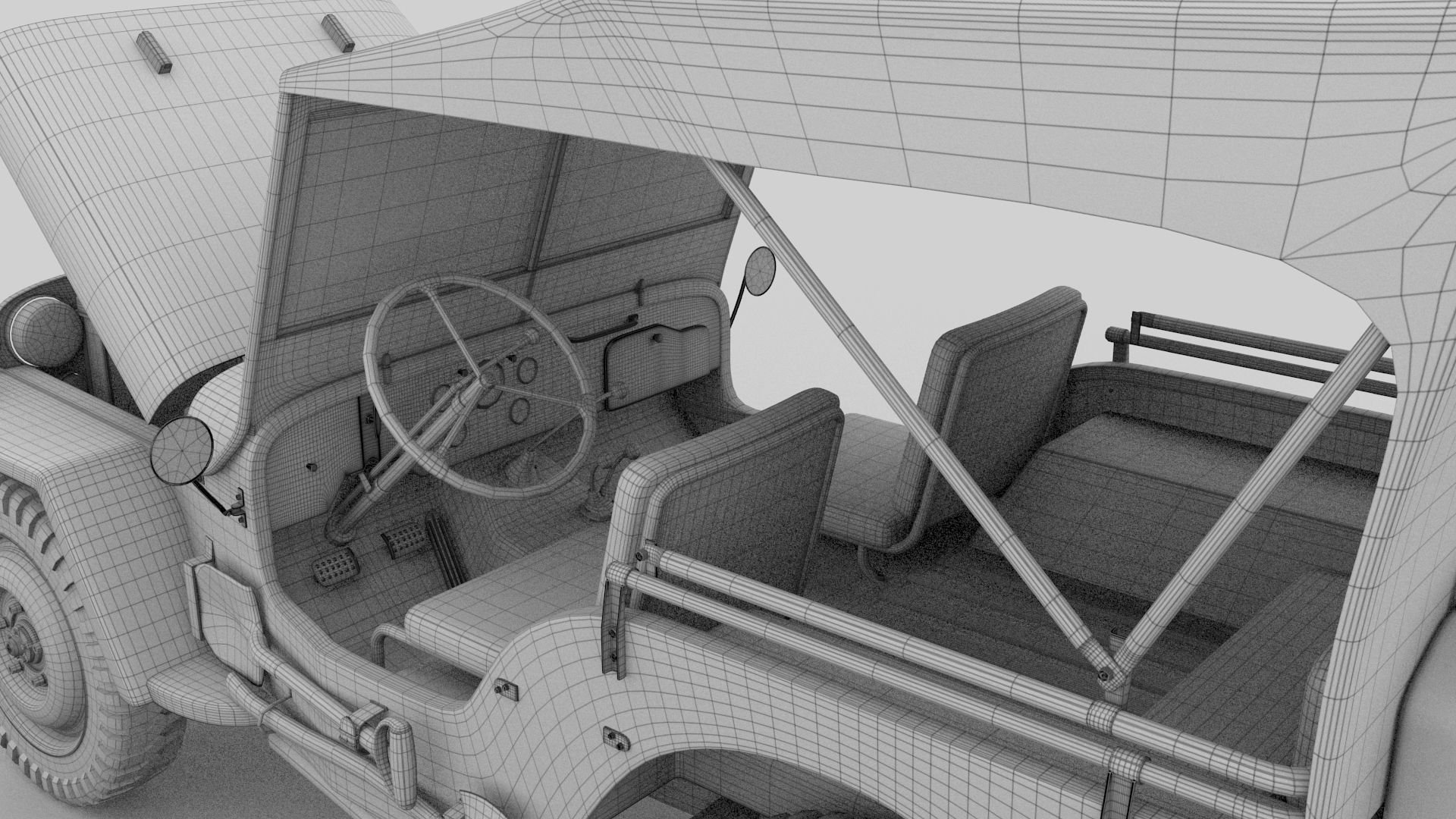 Full w chassis Jeep Willys MB Military Camo rev 3D model_43