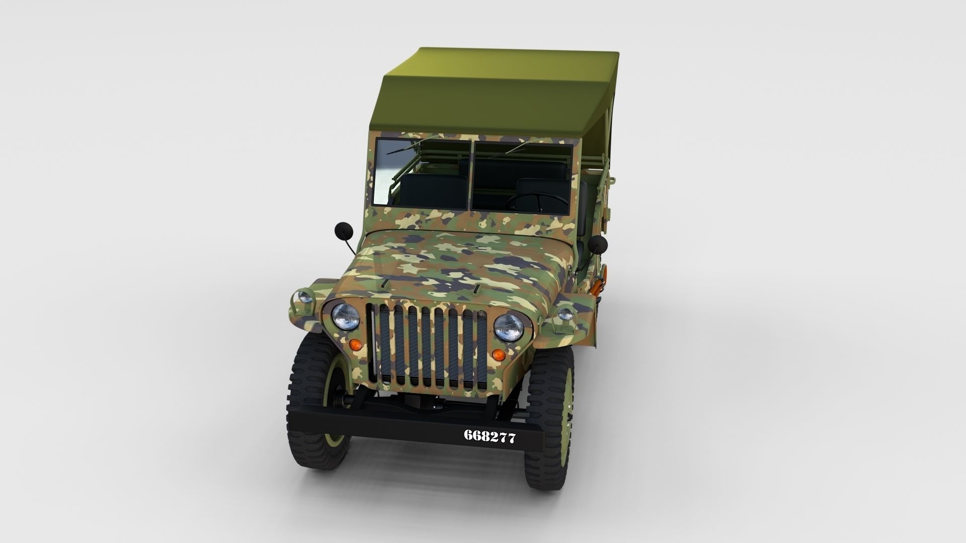 Full w chassis Jeep Willys MB Military Camo rev 3D model_44