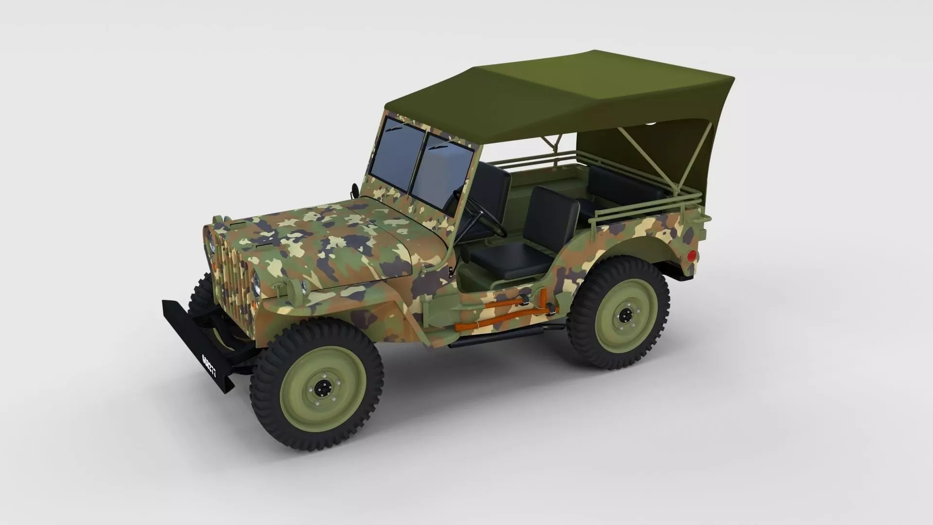 Full w chassis Jeep Willys MB Military Camo rev 3D model_0
