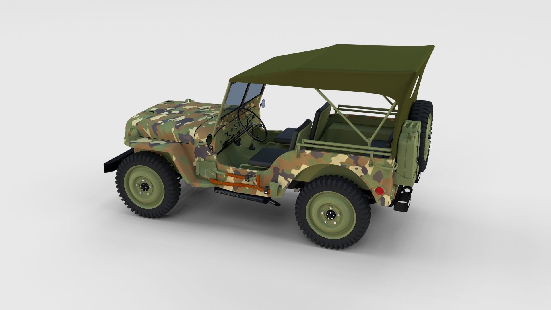 Full w chassis Jeep Willys MB Military Camo rev 3D model_39