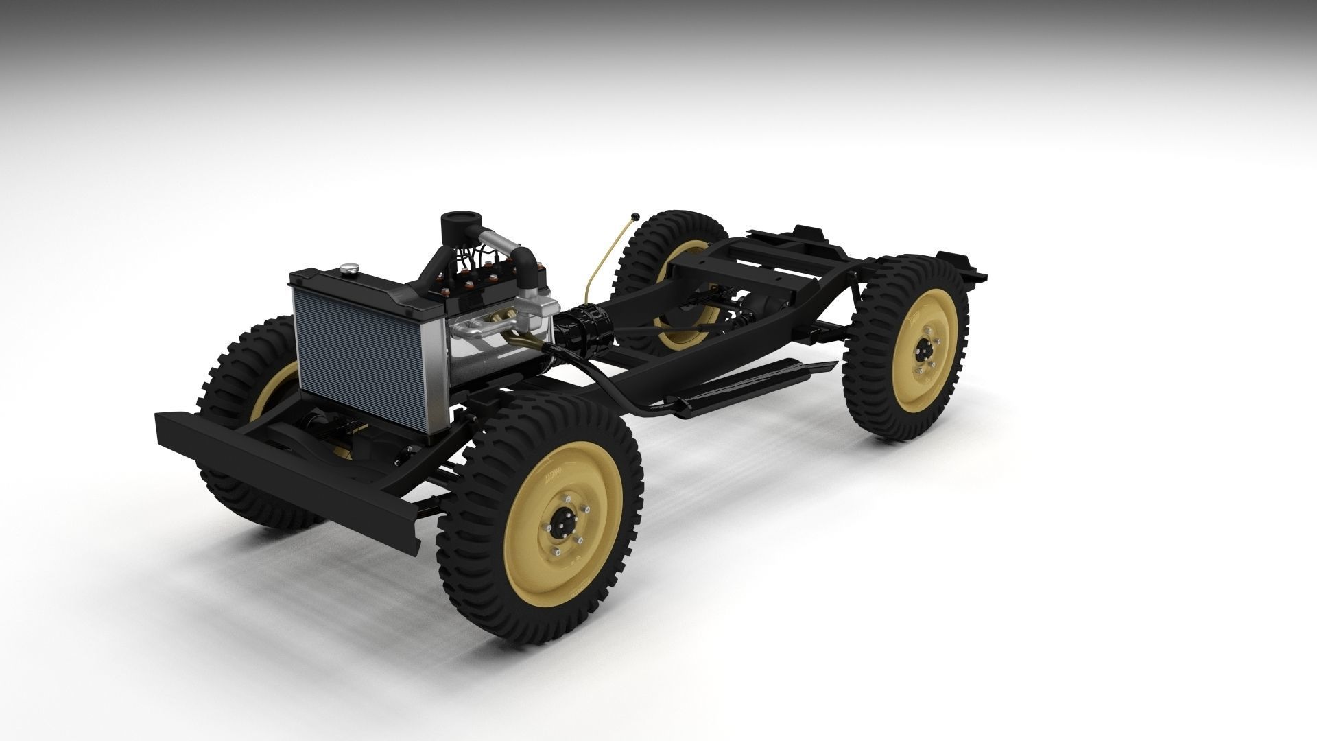 Full w chassis Jeep Willys MB Military Camo rev 3D model_1