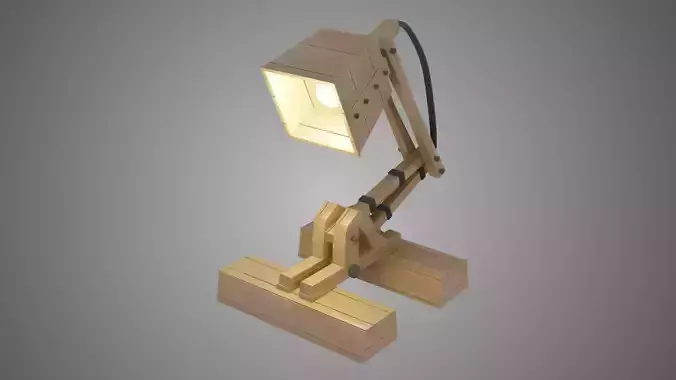 Wooden Desk Lamp Free low-poly 3D model