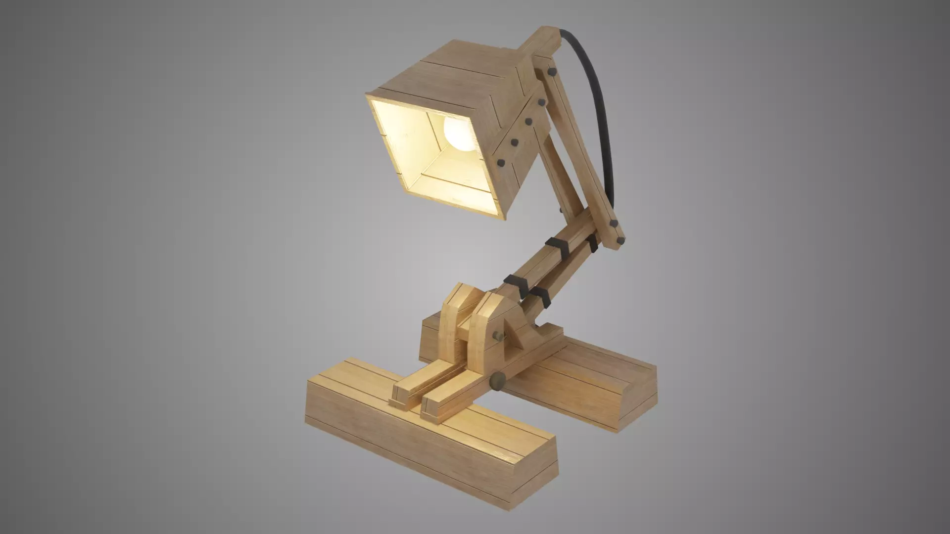 Wooden Desk Lamp Free low-poly 3D model_0