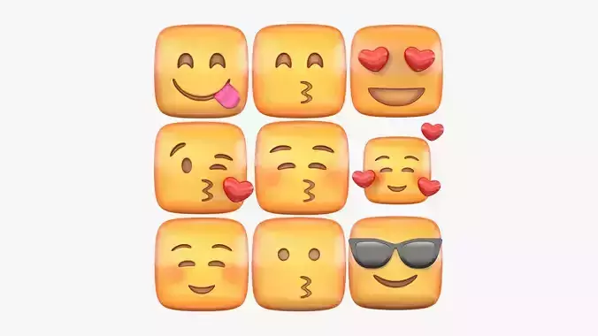 Emoji Lovers Faces Low-poly 3D model