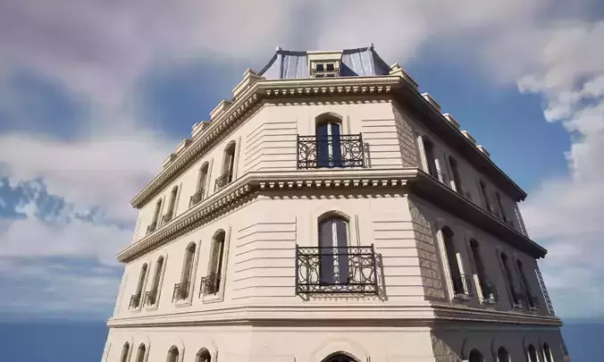 Paris Building 001 Low-poly 3D model Paris Building 001 Low-poly 3D model