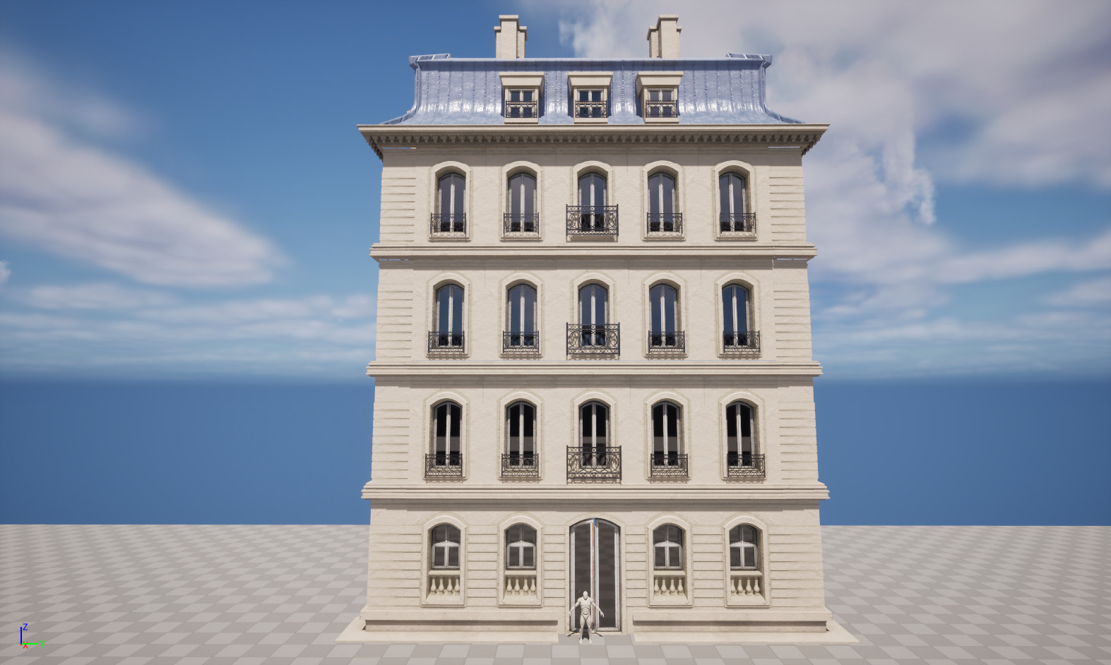 Paris Building 001 Low-poly 3D model_5