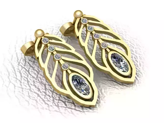 gold earrings 3D printable model 3D print model