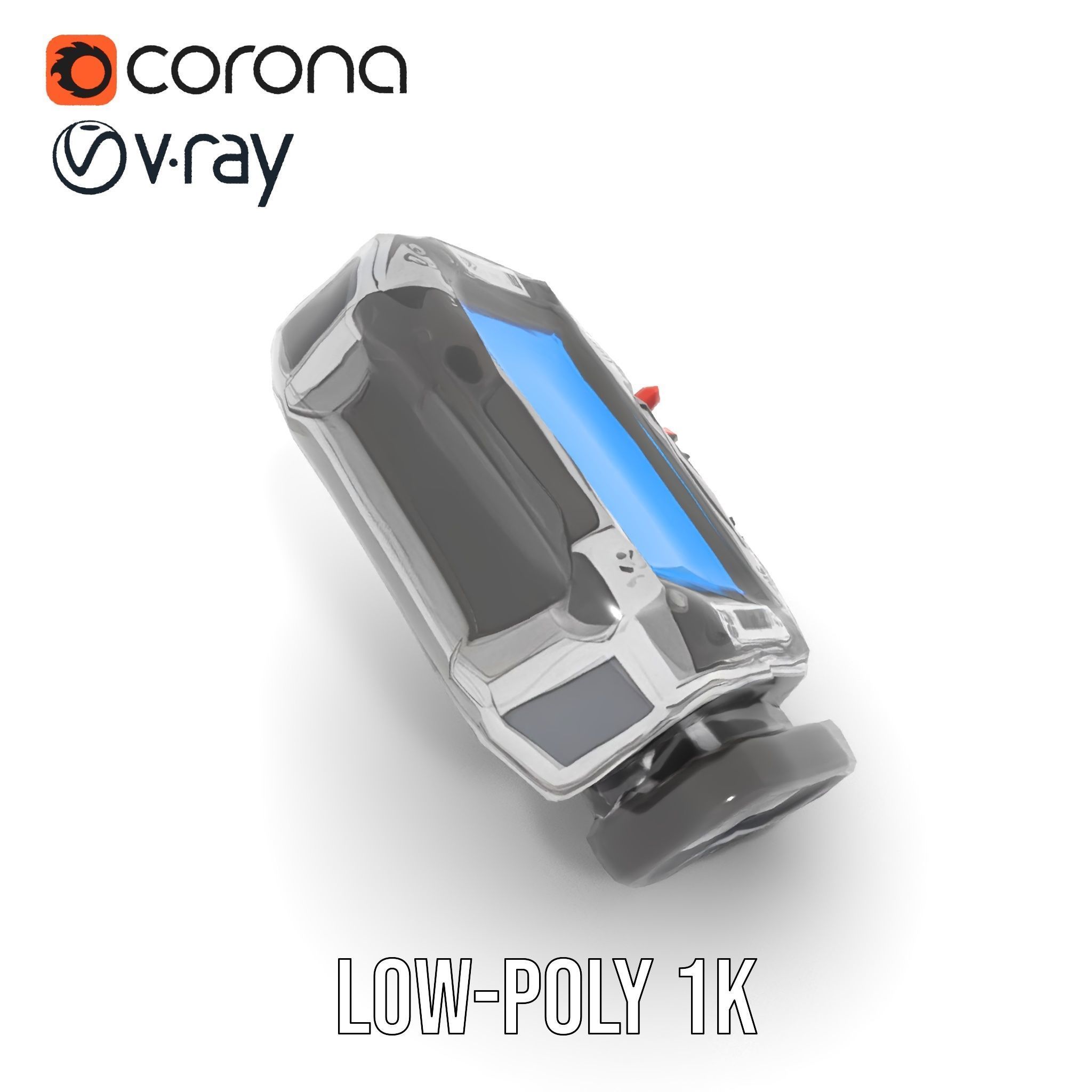 Futuristic Device Model Pack with Digital Screen Low-poly 3D model_15