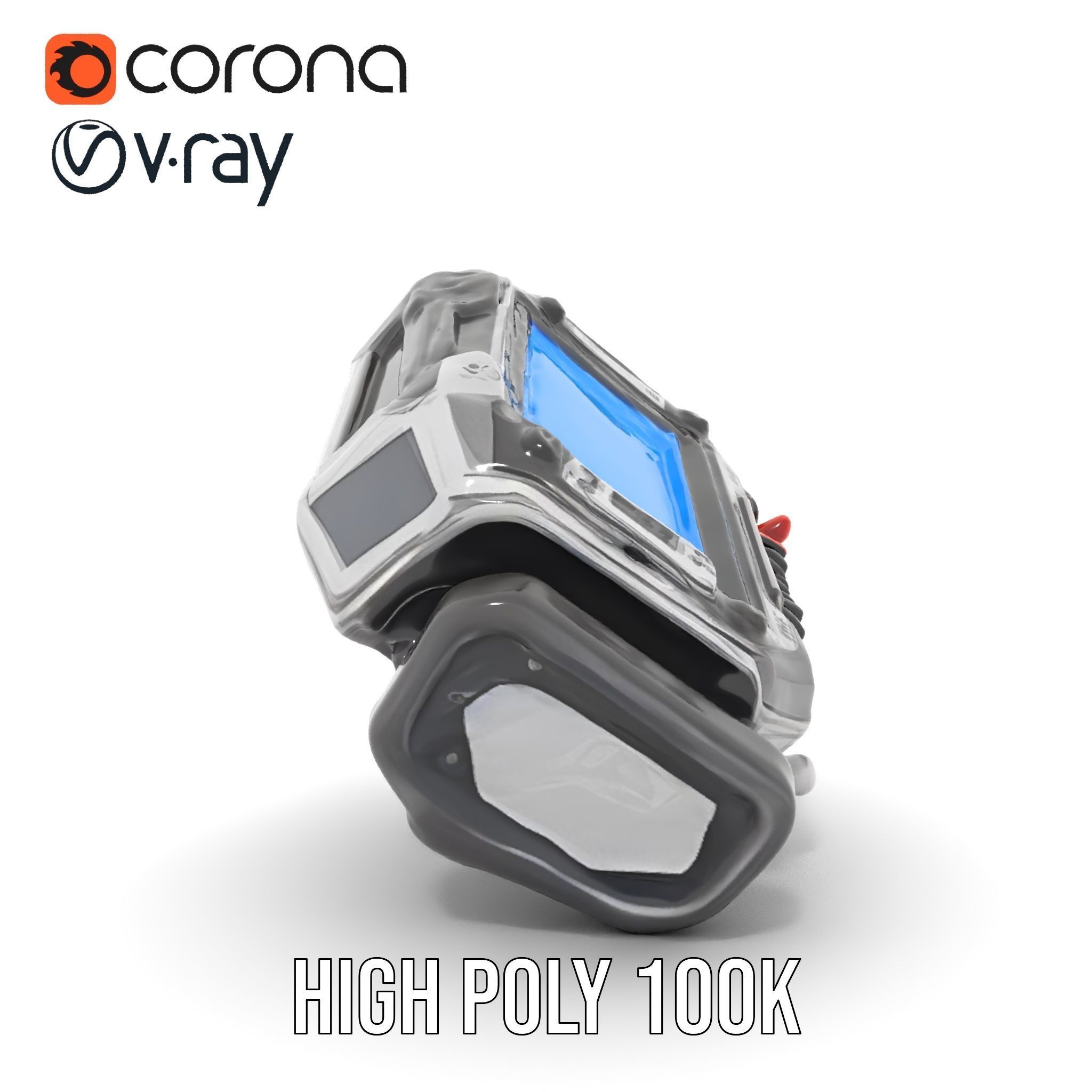 Futuristic Device Model Pack with Digital Screen Low-poly 3D model_32