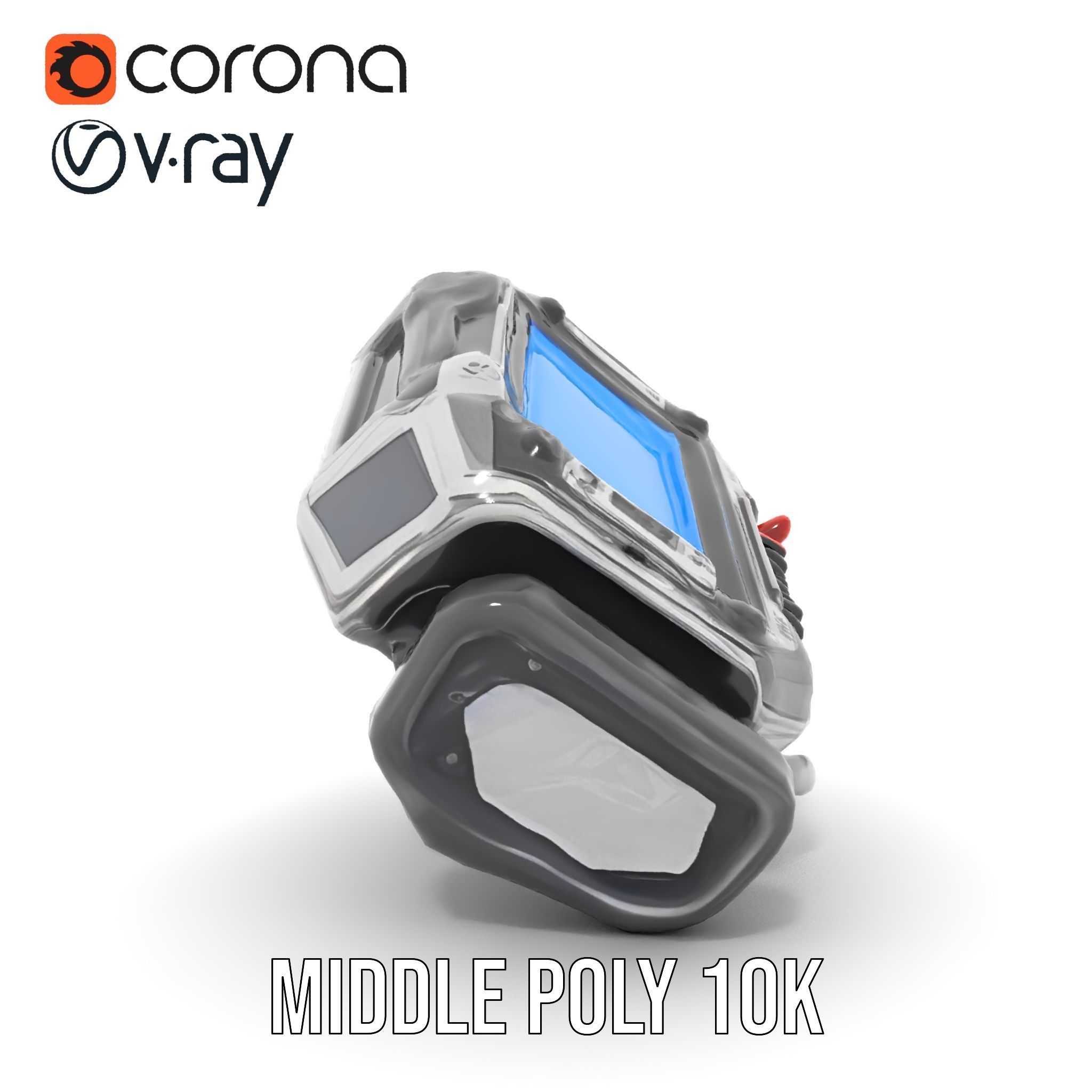 Futuristic Device Model Pack with Digital Screen Low-poly 3D model_14