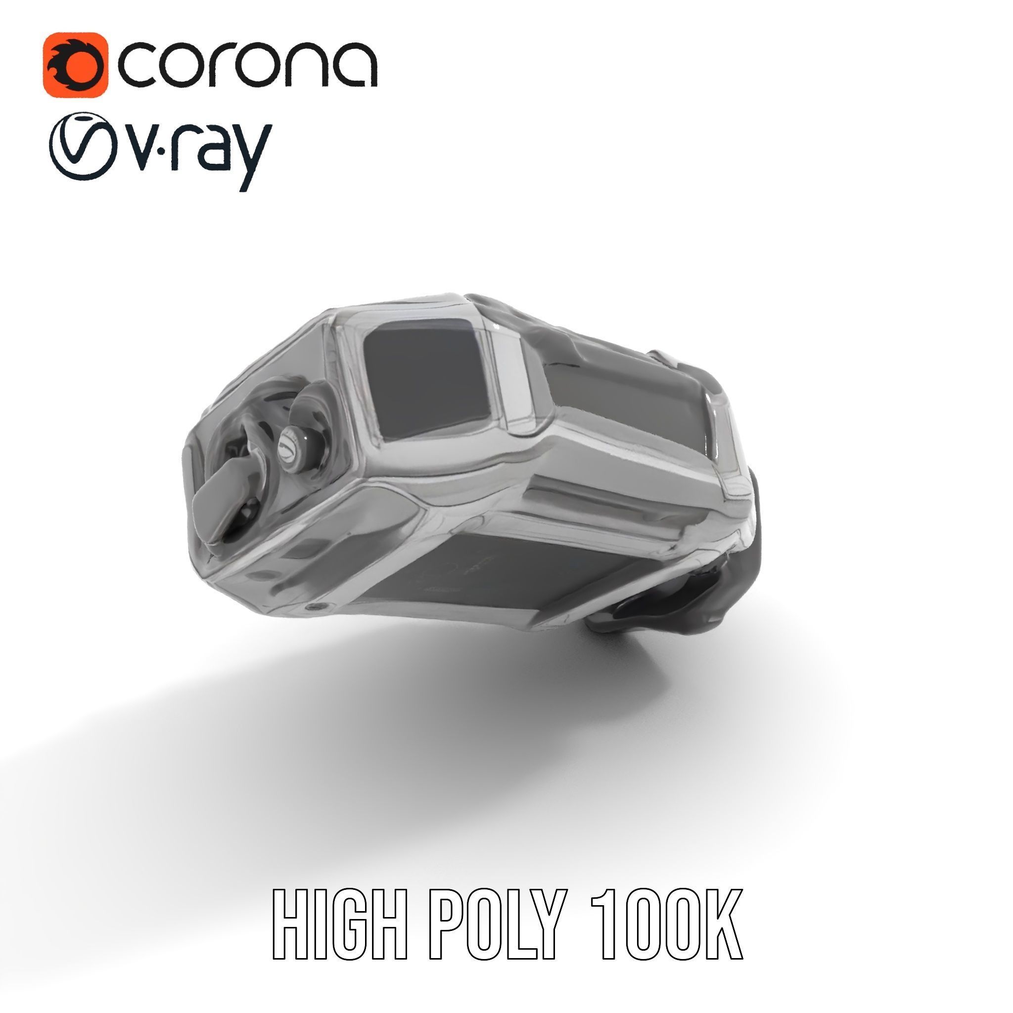 Futuristic Device Model Pack with Digital Screen Low-poly 3D model_18