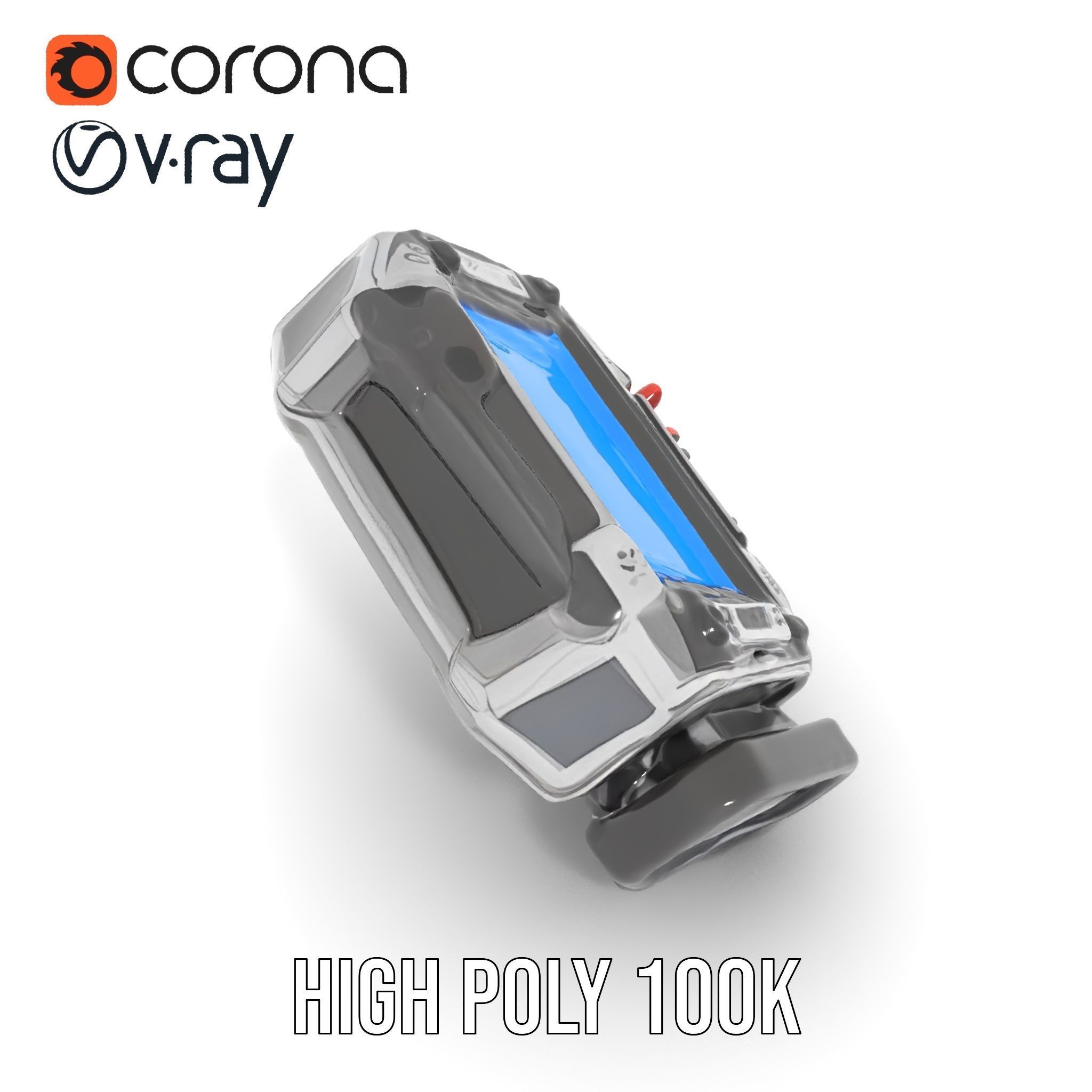 Futuristic Device Model Pack with Digital Screen Low-poly 3D model_21