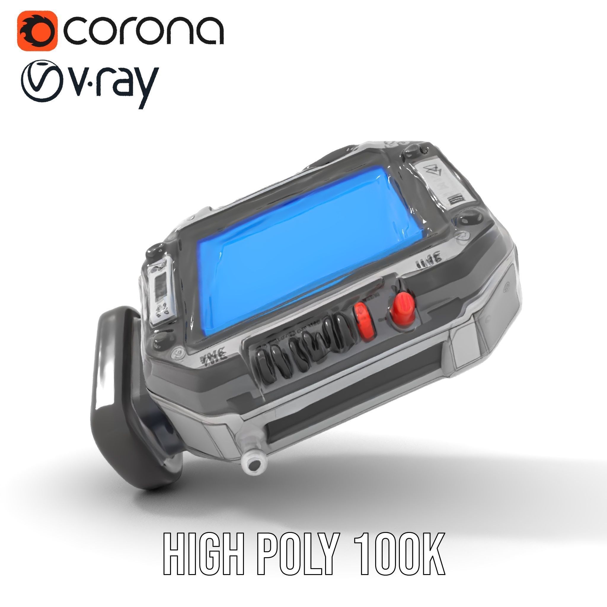 Futuristic Device Model Pack with Digital Screen Low-poly 3D model_26