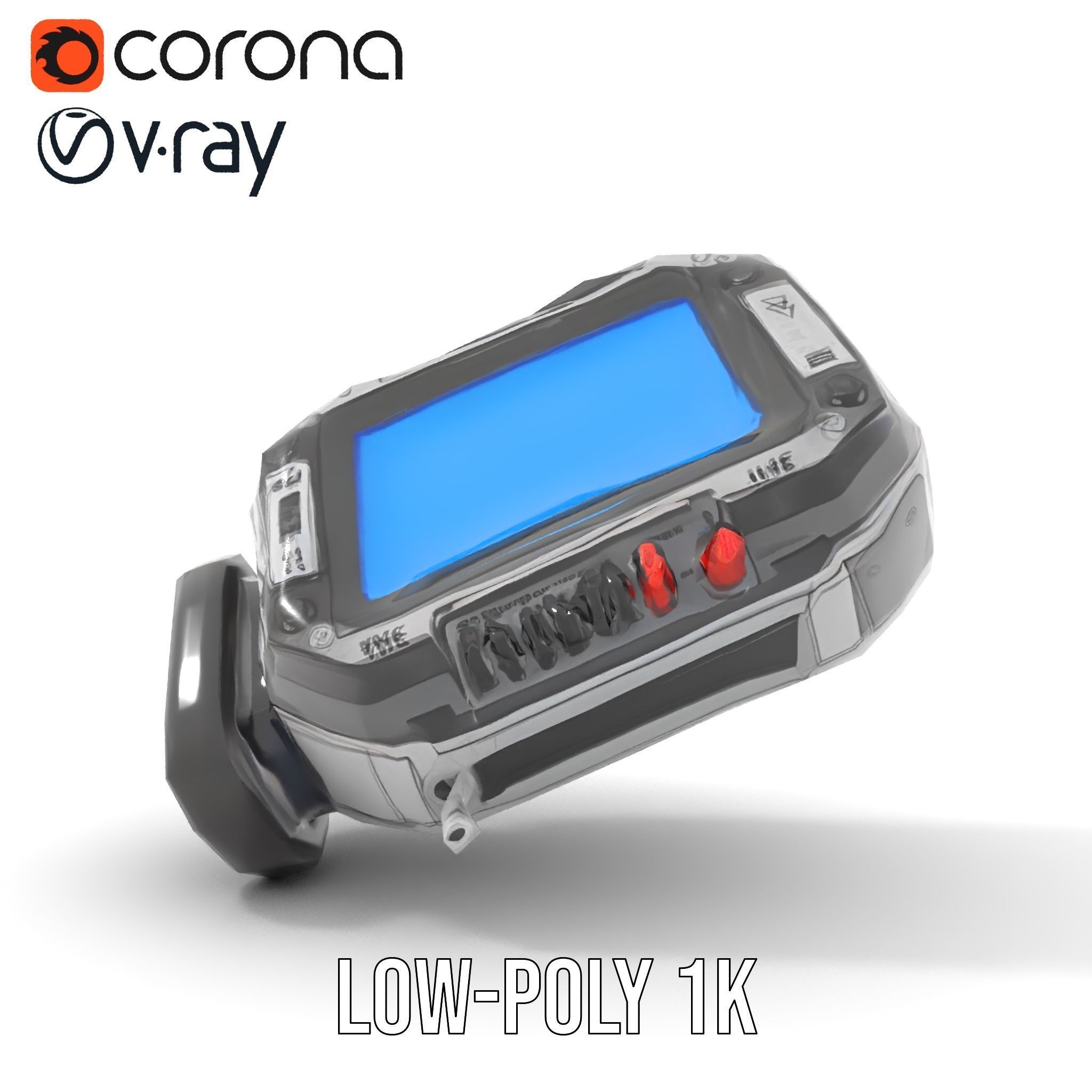 Futuristic Device Model Pack with Digital Screen Low-poly 3D model_28