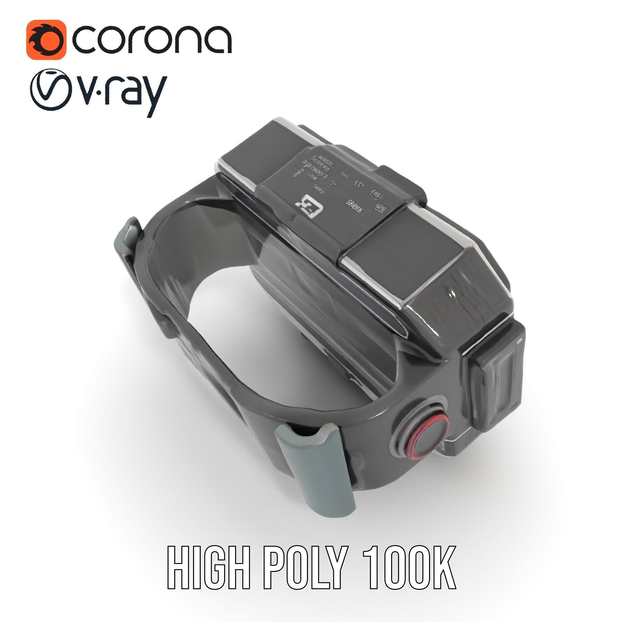 Futuristic Smartwatch Model Pack with Digital Display Low-poly 3D model_18