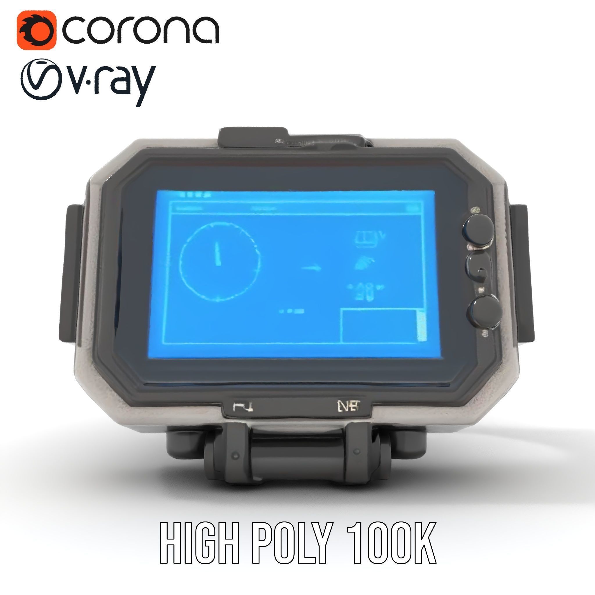 Futuristic Smartwatch Model Pack with Digital Display Low-poly 3D model_24