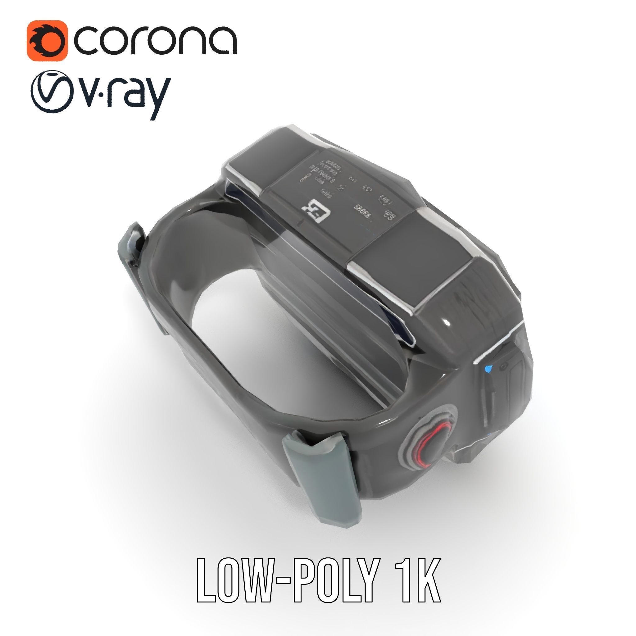 Futuristic Smartwatch Model Pack with Digital Display Low-poly 3D model_8
