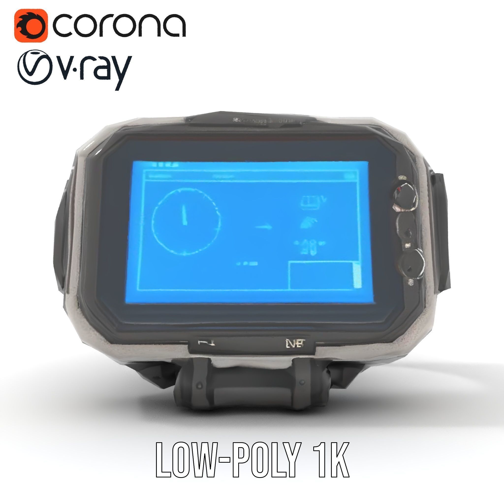 Futuristic Smartwatch Model Pack with Digital Display Low-poly 3D model_17
