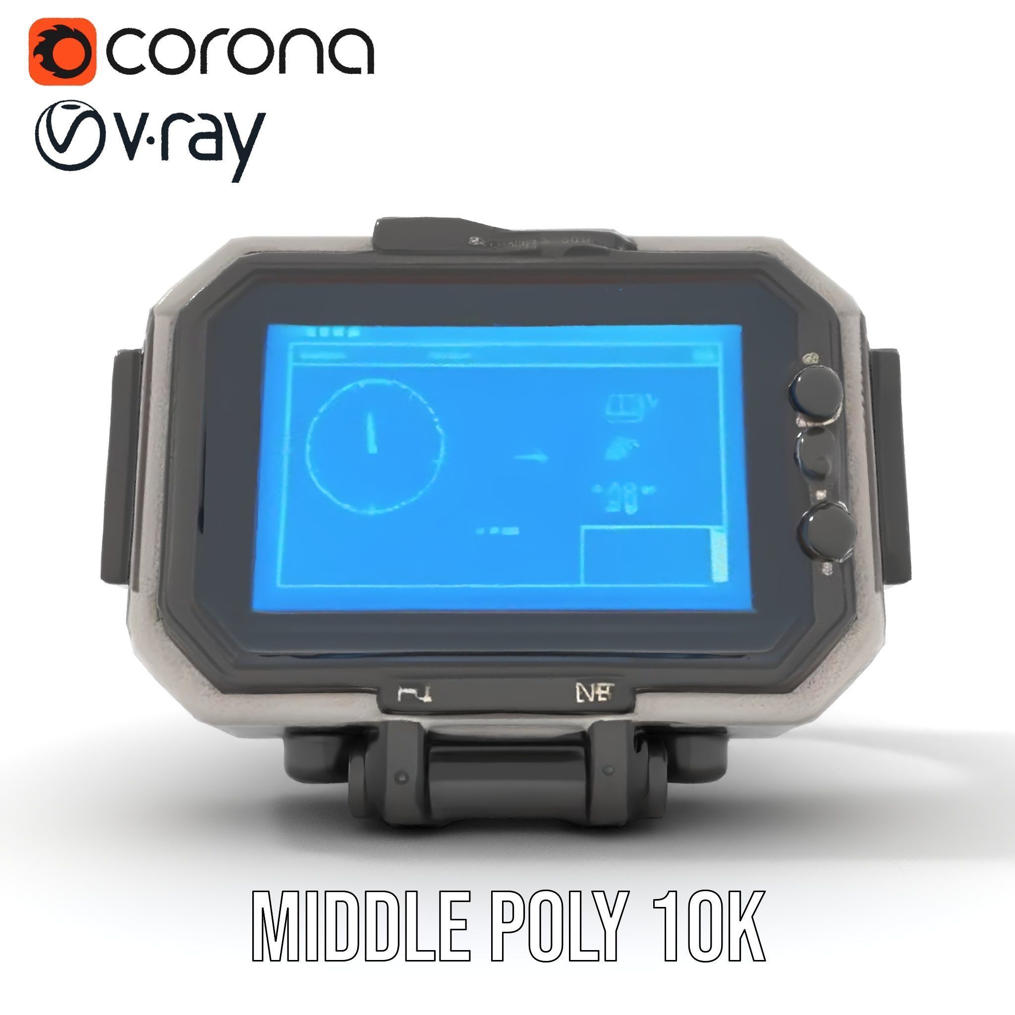 Futuristic Smartwatch Model Pack with Digital Display Low-poly 3D model_12