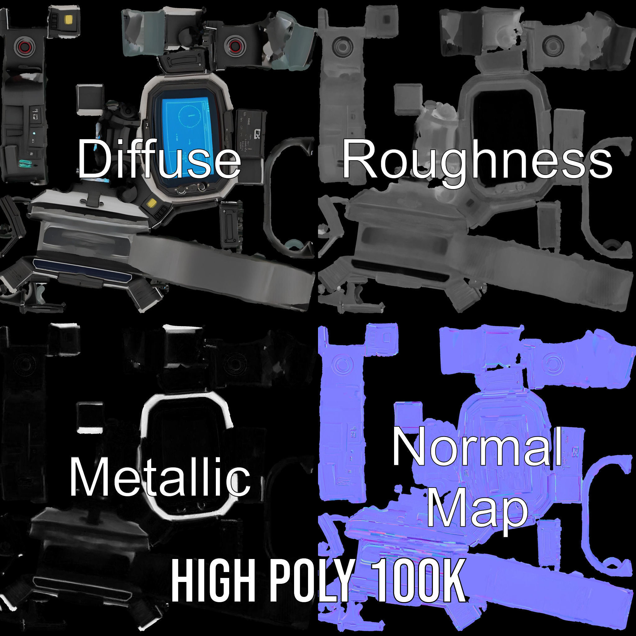 Futuristic Smartwatch Model Pack with Digital Display Low-poly 3D model_4